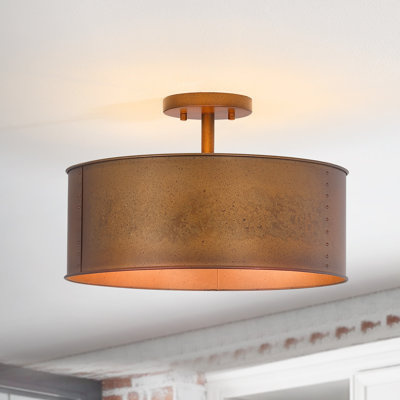Ouellet 16 In. 3-Light Antique Bronze Semi-Flush Mount Ceiling Light