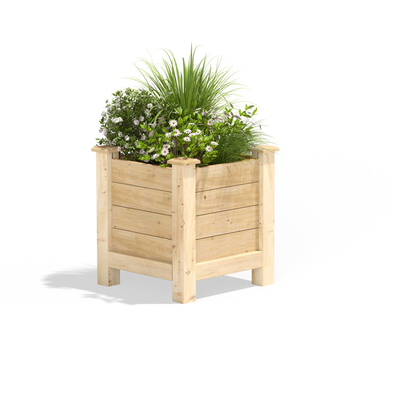 Wood Elevated Planter, 21" H x 16" W x 16" D