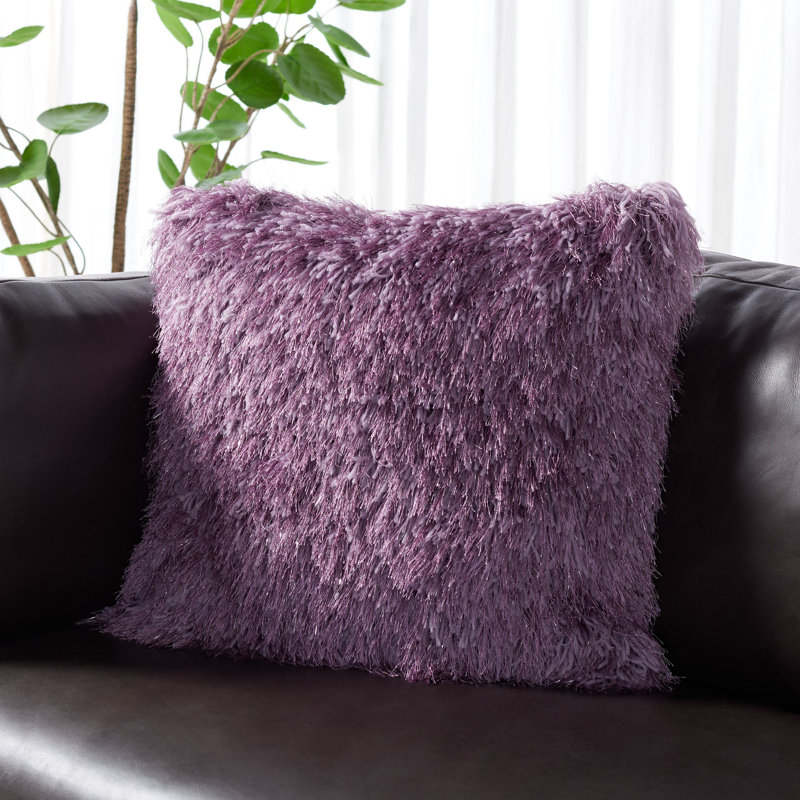 Gray Shag Hollywood Glam Square Decorative Pillow
