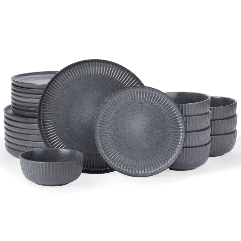 Ensembles de vaisselle 24 pièces Famiware Starlight, Gris foncé mat