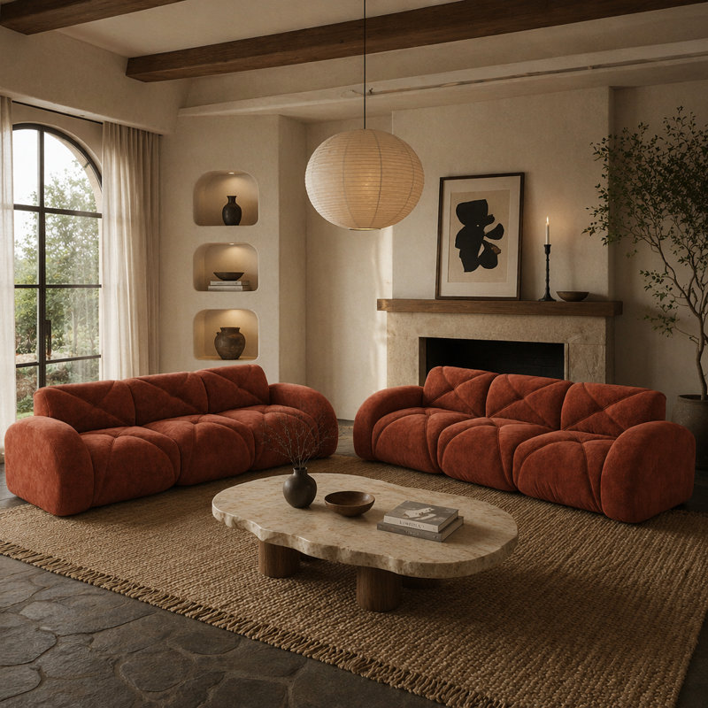 Ensemble de canapé modulaire en velours moderne avec sièges profonds et mousse haute densité pour le confort du salon