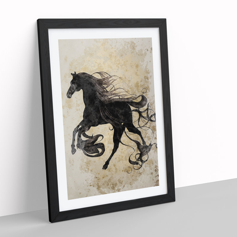 XV1022-2651X Magnificent Horse Art No.5 Abstract - Single Picture Frame Print, Black, 64cm H x 46cm W x 2cm D