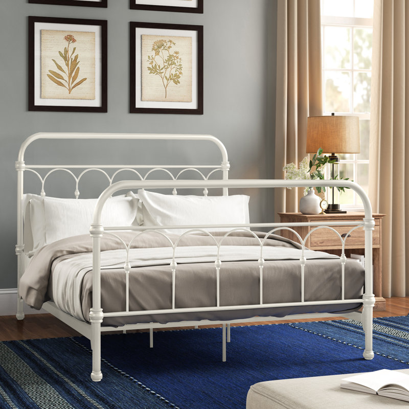 Copake Open-Frame Bed, King, Distressed Antique White