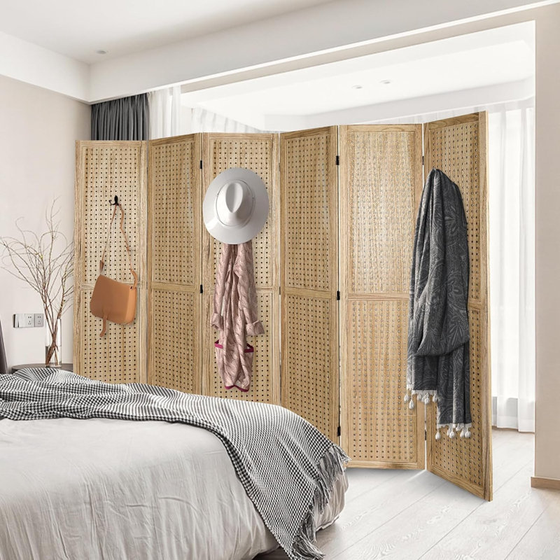 Paravent en bois, 6, H 67 po x l 96 po x P 0,80 po, Naturel