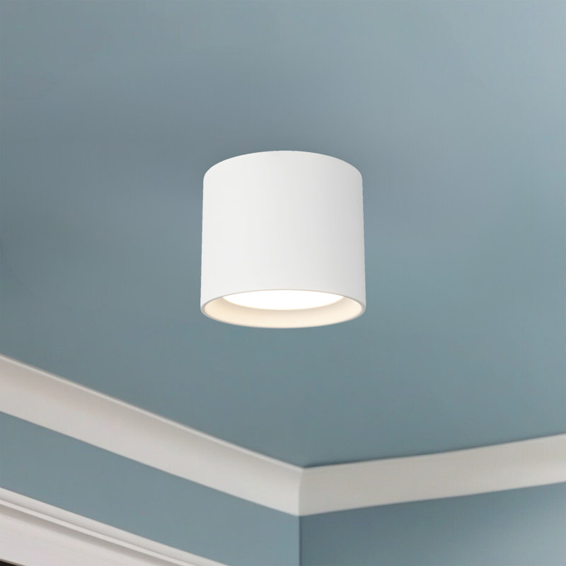 Uma 7-in Black dimmable LED Semi-Flush Mount, White, Height 6 in