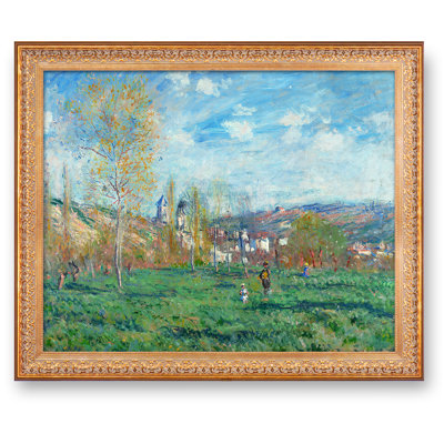 «Spring in Vétheuil» par Claude Monet, Reproduction classique du monde de l'image pour HomeDecor, cadre doré à motif rétro