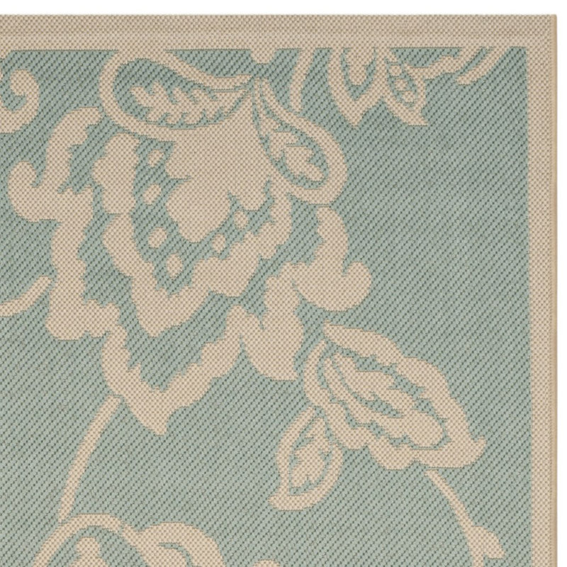 Tapis turquoise / beige Berrima, Rectangle 6 pi 7 po x 9 pi 6 po