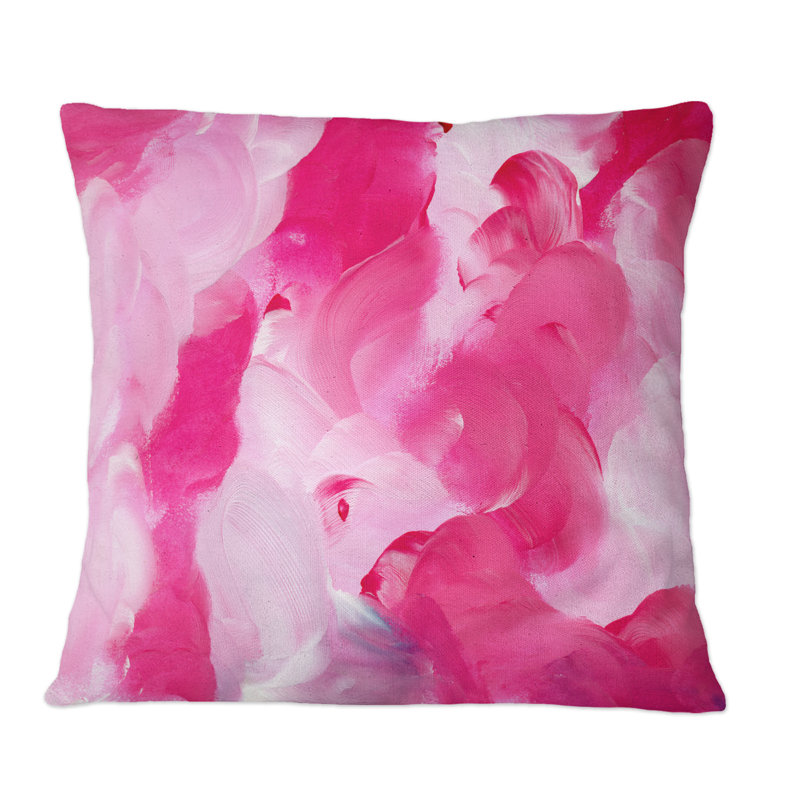 Fuchia et nuages liquides roses - Coussin décoratif imprimé moderne, 18 po x 18 po