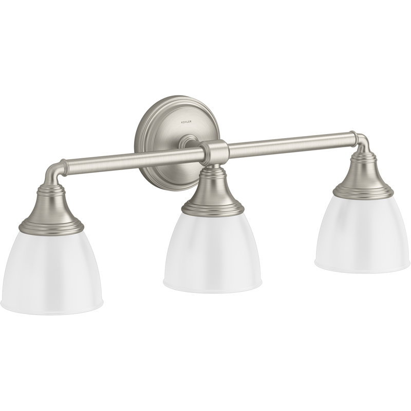 Devonshire 3 Light Indoor Bathroom Vanity Light Fixture, Position Facing Up or Down, UL Listed, Brushed Nickel