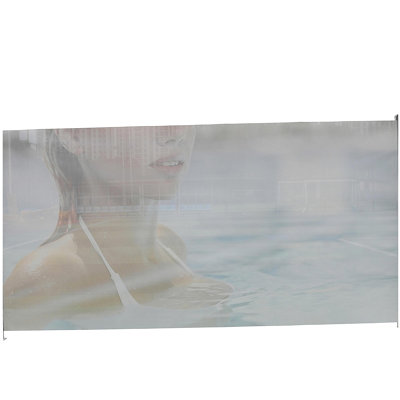 Auvent latéral rétractable 71 po x 138 po, semi-transparent avec impression UV, UPF50 +, idéal pour bloquer la poussière, le soleil et le vent, créant un espace privé pour le jardin, le balcon et la piscine.