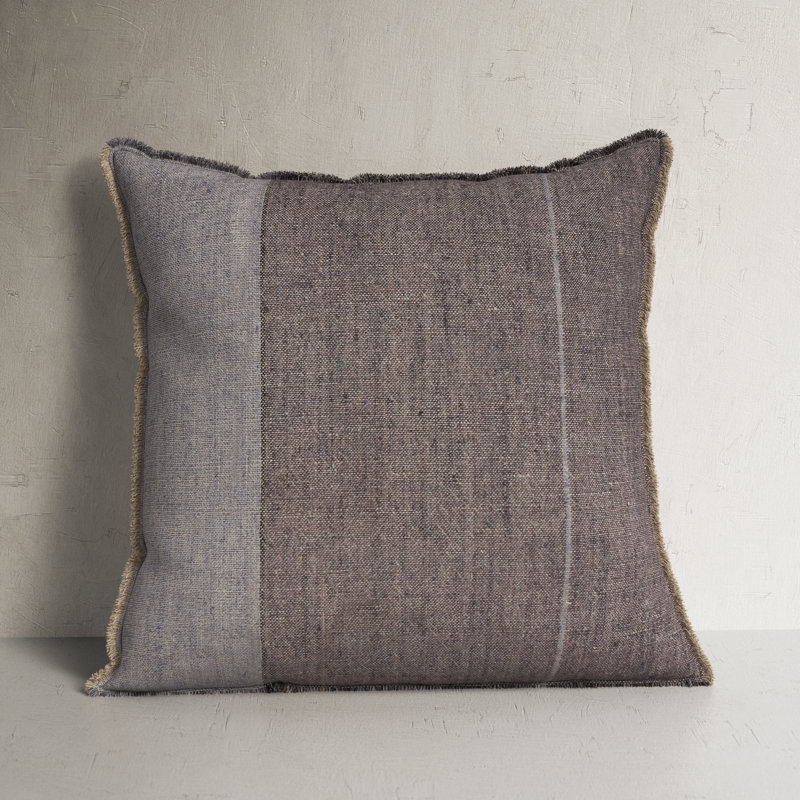 Rockefeller Fringed Linen Throw Pillow, Down