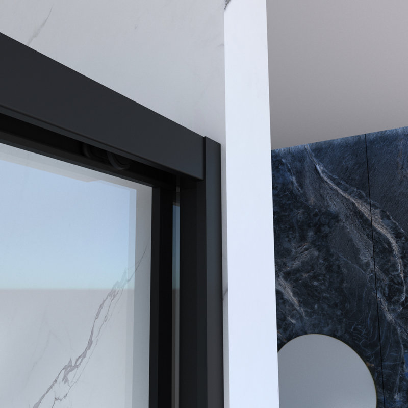 56 - 60"X70" Bathroom Shower Enclosure, Aluminum Frame Double Sliding, 8Mm Tempered Glass, Black, Waterproof, Effortless Install Manner Sliding Door, 60"X70", Frame, Matte Method