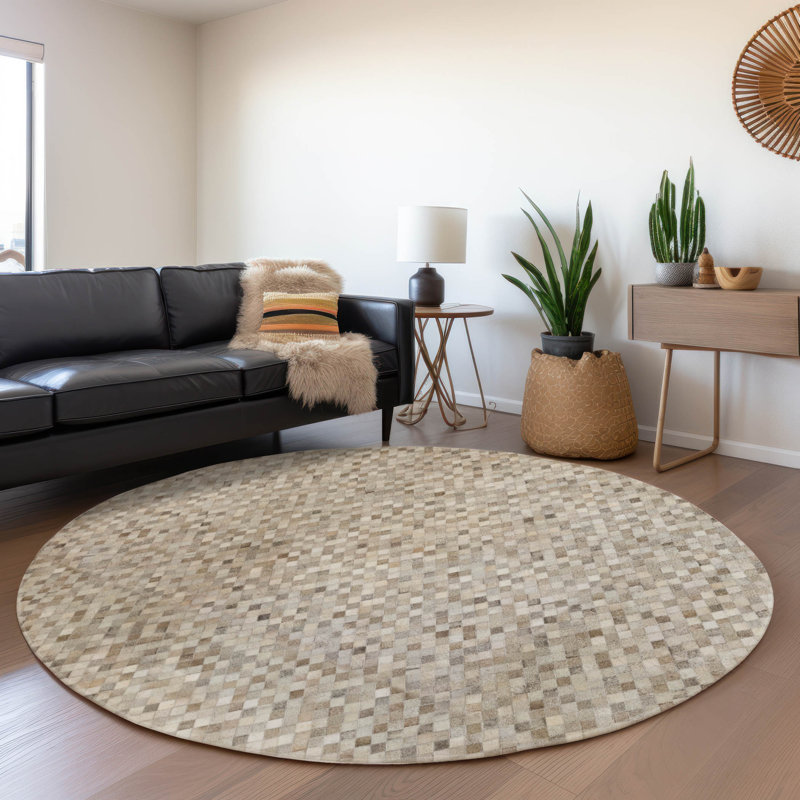 Premium Machine Washable Lewes AMF101 Gray Rug, Round 8'