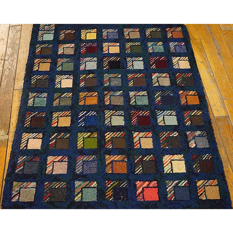 Antique Wool Multicolor Jewel Tones Hooked - Loop Pile Rug