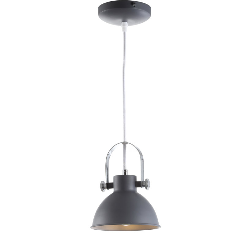 Luminaire suspendu en forme de dôme à 1 lumière Hendry, Gris foncé