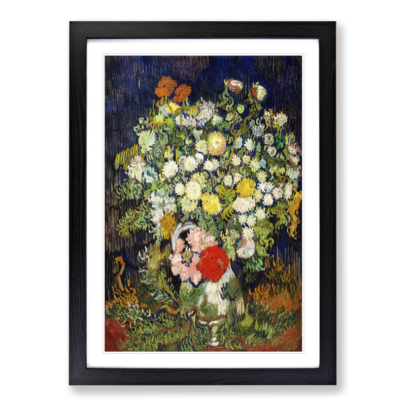 Bouquet of Flowers by Vincent Van Gogh - Picture Frame Painting, 36cm H x 27cm W x 2cm D, Black
