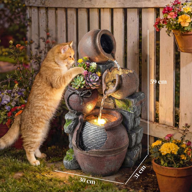 Outdoor Fountain with Lights