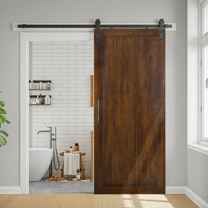 Porte de grange coulissante Cottage, 84 po x 42 po, Chocolat noir, 1