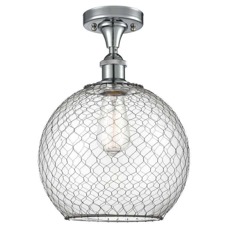 Plafonnier semi-encastré 1 lumière 2,5 po Soudre, Chrome poli, Blanc / Nickel, Ampoule à DEL rétro de 6 watts