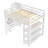 Full Size Loft Bed with Shelves, Storage Staircase, Small Wardrobe and White LED Light, White