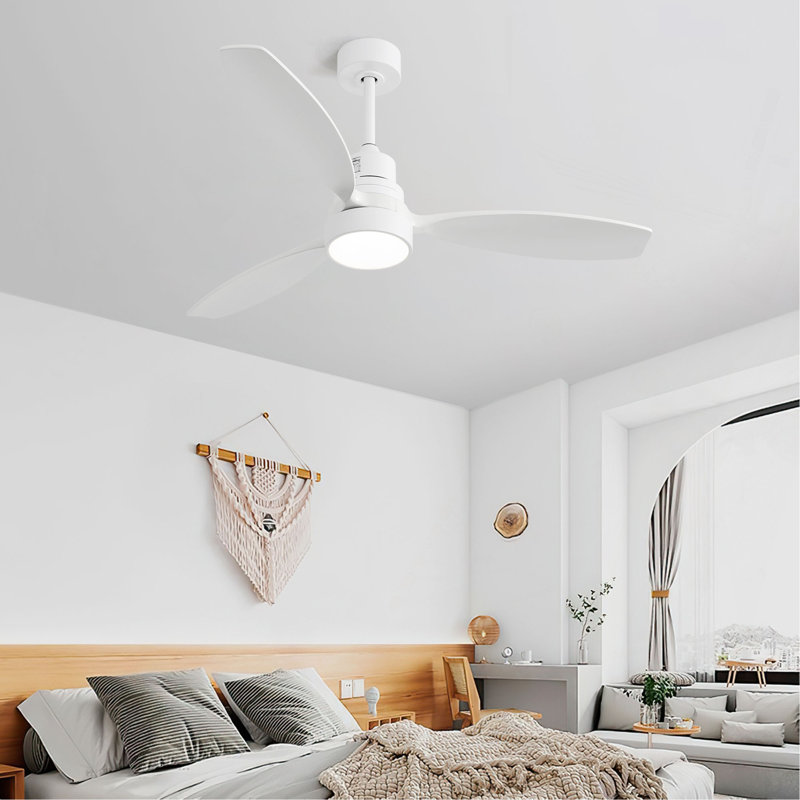 Ventilateur de plafond en bois 52 pouces avec 3 pales en bois massif et télécommande