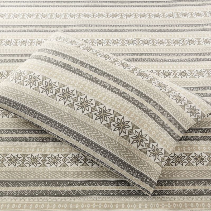 Drap en flanelle imprimé 100% coton pour grand lit - ultra confortable et doux, divers imprimés disponibles, comprend un drap plat, 2 taies d'oreiller ajustées de 14 po, lavable à la machine, literie douce pour une nuit paisible, impressions,