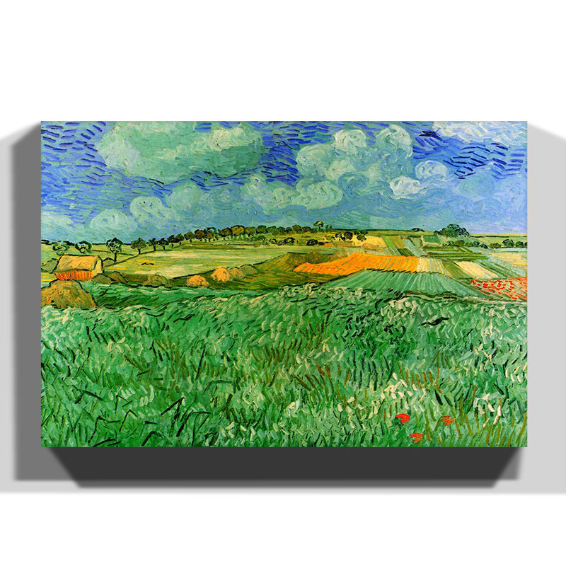 Plain Near Auvers by Vincent van Gogh - Wrapped Canvas - Framed Print, 40cm H x 60cm W