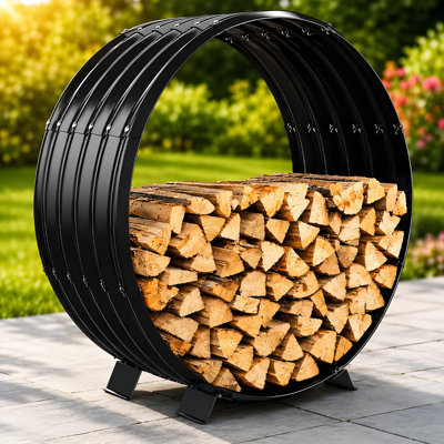 Support à bois rond 24 po, support de rangement pour bois de chauffage robuste 400 lb