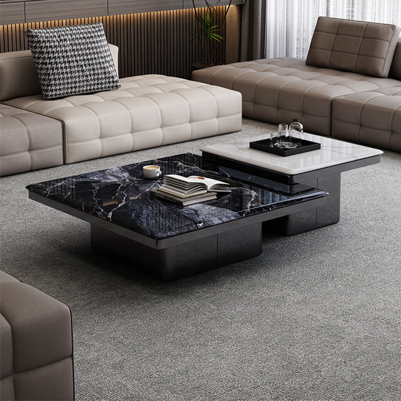 Square supercrystalline composite coffee table, 15" H x 39.4" L x 39.4" W