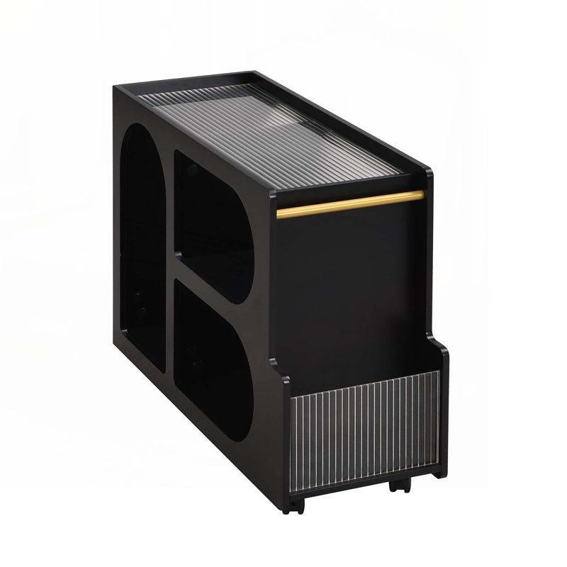 End Table With Wheels, Black