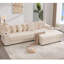 Canapé modulaire en L 110,75 po, canapé modulaire en velours côtelé, avec repose-pieds mobile, porte-gobelets, 8 coussins décoratifs, poche latérale, déplier dans un lit, beige-1709417259