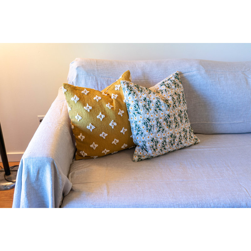 Housses de coussin en lin pour canapé 18 x 18 (ensemble de 2), Beige / vert floral