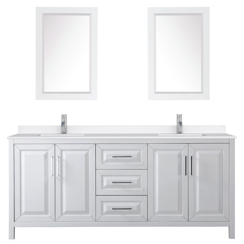 Daria 80'' W Vanity, Polished Chrome, White, Giotto Quartz