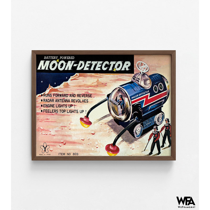 «Moon-Detector» par Retrotrans, art mural espace profond, décor de jouet rétro grand espace, idée de décoration murale pour salle de jeux pour enfants, affiche de lune fraîche