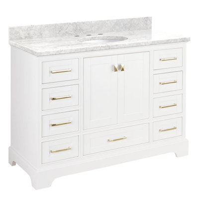 Quen 48"" Freestanding Single Basin Vanity Set with Cabinet, Vanity Top, and Oval Undermount Sink -  Signature Hardware, 480688