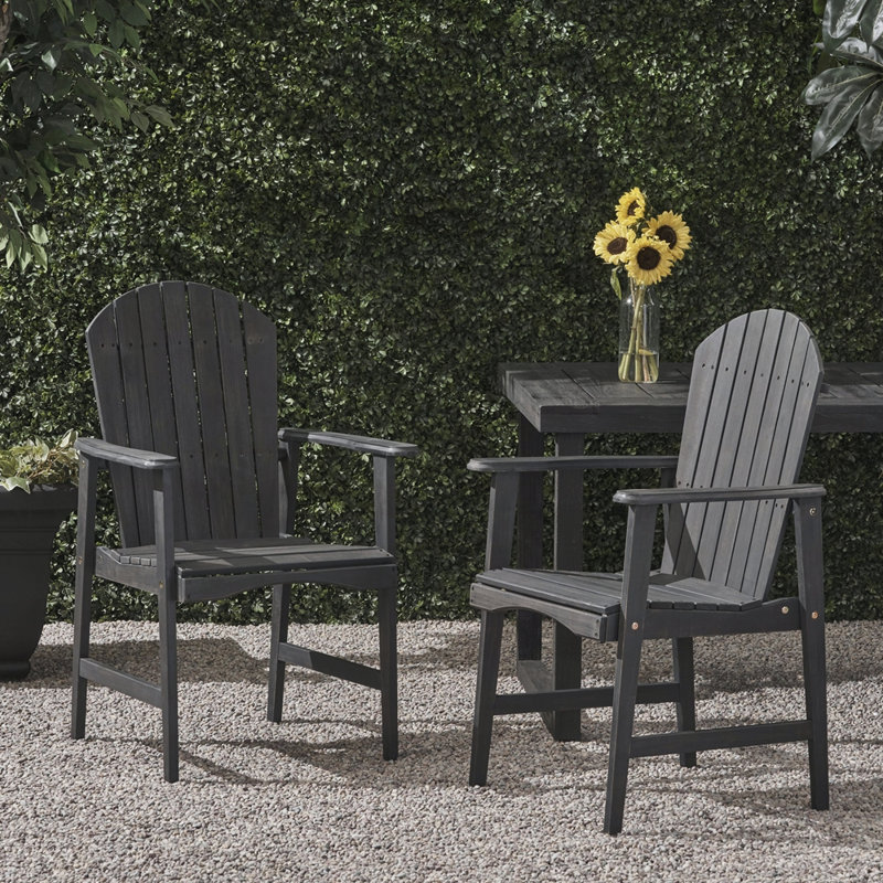 Chaise de salle à manger d'extérieur (ensemble de 2), Gris foncé