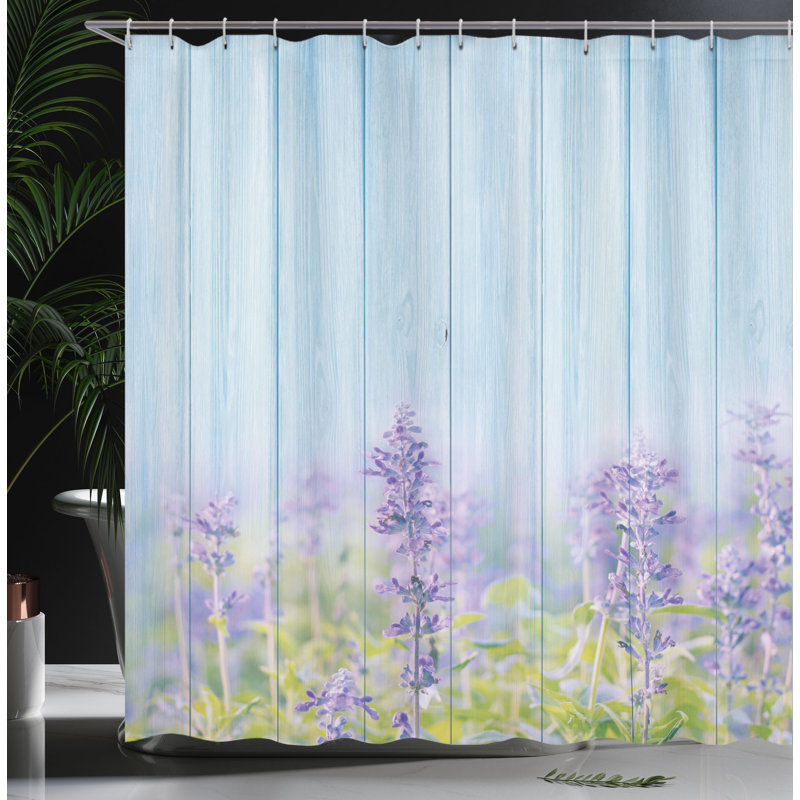 Lavender Field Lilac Blue Polyester Shower Curtain with Hooks