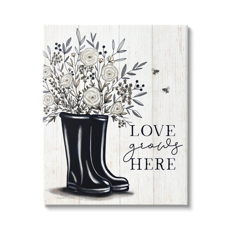 «Love Grows Here» blanc, Plaque murale, H 16 po x l 16 po x P 1,5 po