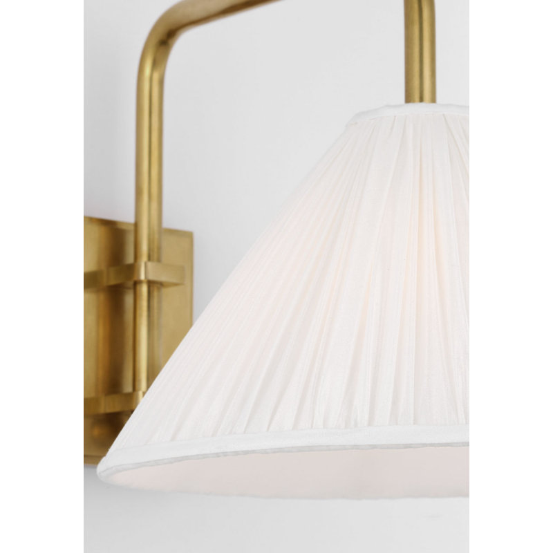 Waylon 8" Articulating Sconce with Silk Pleated Shade, Hand-Rubbed Antique Brass
