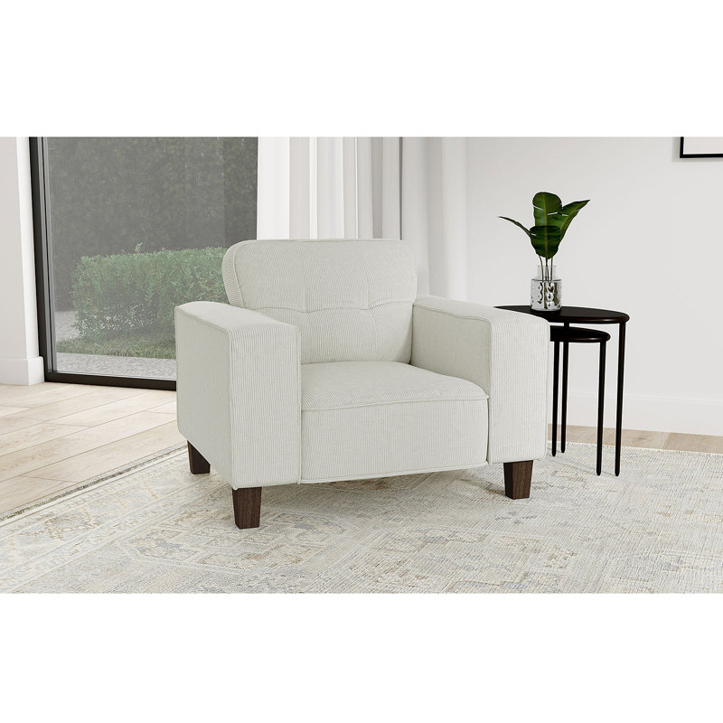 Fauteuil d'appoint capitonné Dana, Grège