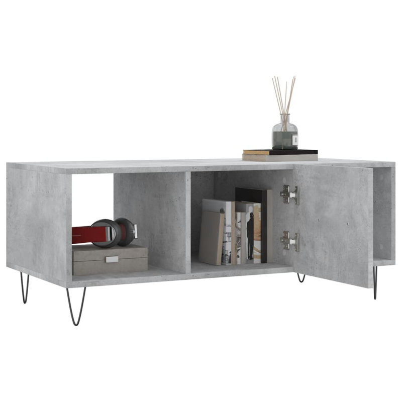 Holmdel Four Leg Coffee Table with Storage, Concrete Grey