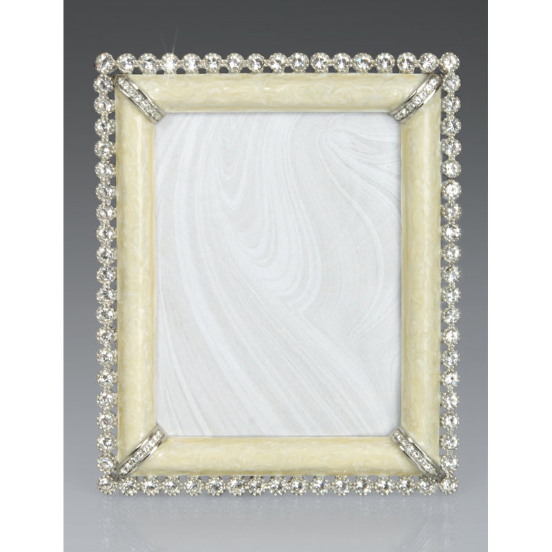 Lucas Metal Beaded Picture Frame, Beige/Silver, 3" x 5"