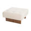 Repose-pieds carré rembourré en tissu de lin capitonné, pieds en bois massif, beige-122443003