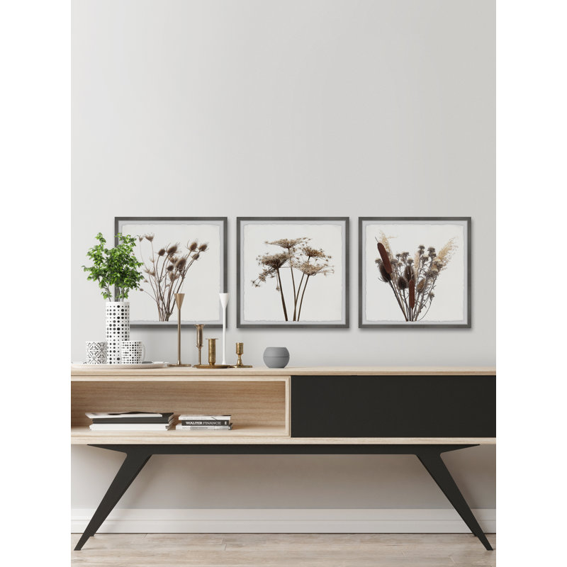 Triptyque rustique de pissenlit, H 18 po x l 18 po