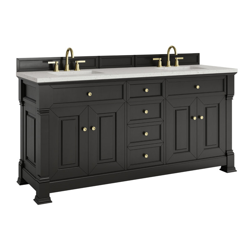Brookfield 72'' Double Bathroom Vanity with Top, Lime Delight, Black Onyx