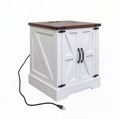 End Table With Storage And Built-in Outlets