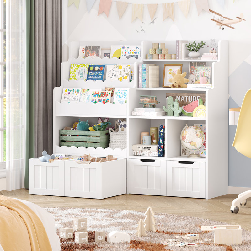 Armoire de rangement pour enfants 47,2 po avec 4 tiroirs amovibles, Blanc