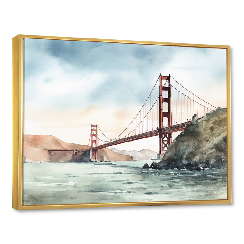 Views of San Francisco I - impression, H 16 po x l 32 po x P 1 po, Cadre flottant doré