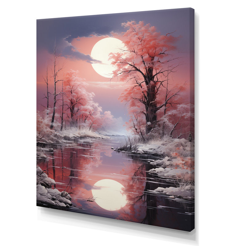 «White Fushia Winter Twilight II», reproduction sur toile encadrée, H 32 po x l 16 po x P 1 po, Toile tendue