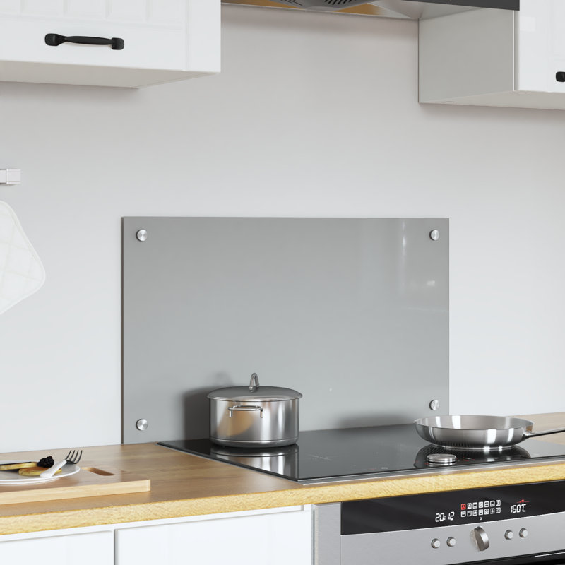 Kitchen Backsplash Tempered Glass, 40 x 70 cm, Light Grey